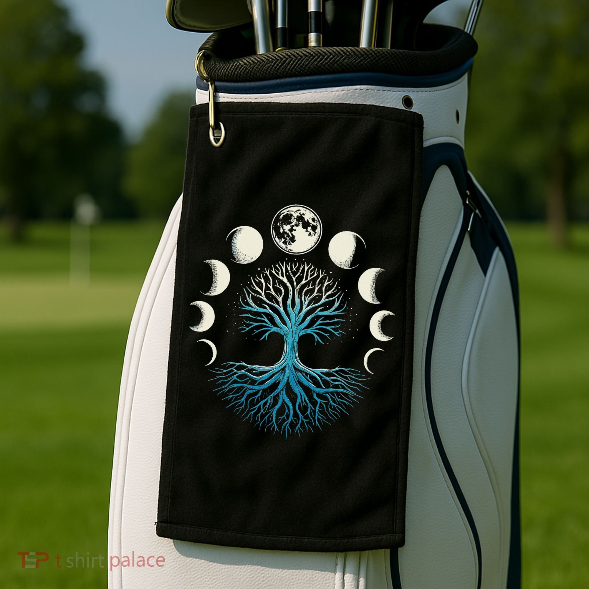 Spiritual Tree Moon Phases Yoga Golf Towel