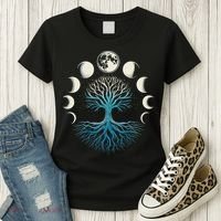 Spiritual Tree Moon Phases Yoga Women's T-Shirt thumb 3