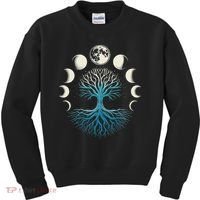 Spiritual Tree Moon Phases Yoga Kids Sweatshirt thumb 0