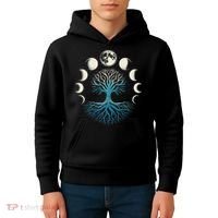 Spiritual Tree Moon Phases Yoga Kids Hoodie thumb 4