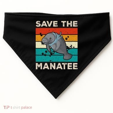 Save The Manatee Vintage Climate Change Earth Day USA-Made Doggie Bandana