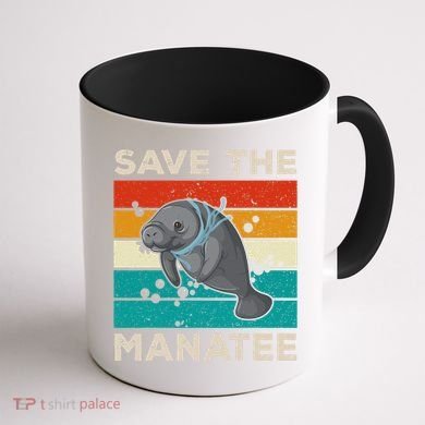 Save The Manatee Vintage Climate Change Earth Day Coffee Mug back