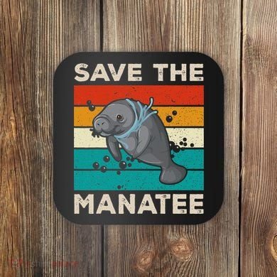 Save The Manatee Vintage Climate Change Earth Day Coaster