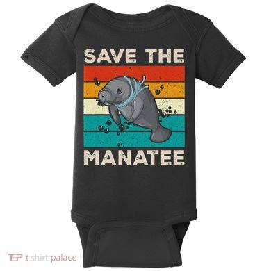 Save The Manatee Vintage Climate Change Earth Day Baby Bodysuit