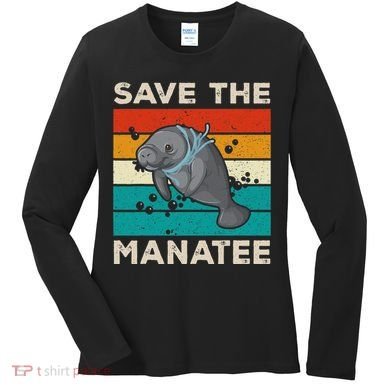Save The Manatee Vintage Climate Change Earth Day Women's Long Sleeve Shirt