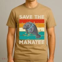 Save The Manatee Vintage Climate Change Earth Day T-Shirt thumb 3