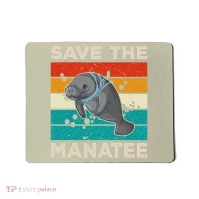 Save The Manatee Vintage Climate Change Earth Day Mousepad