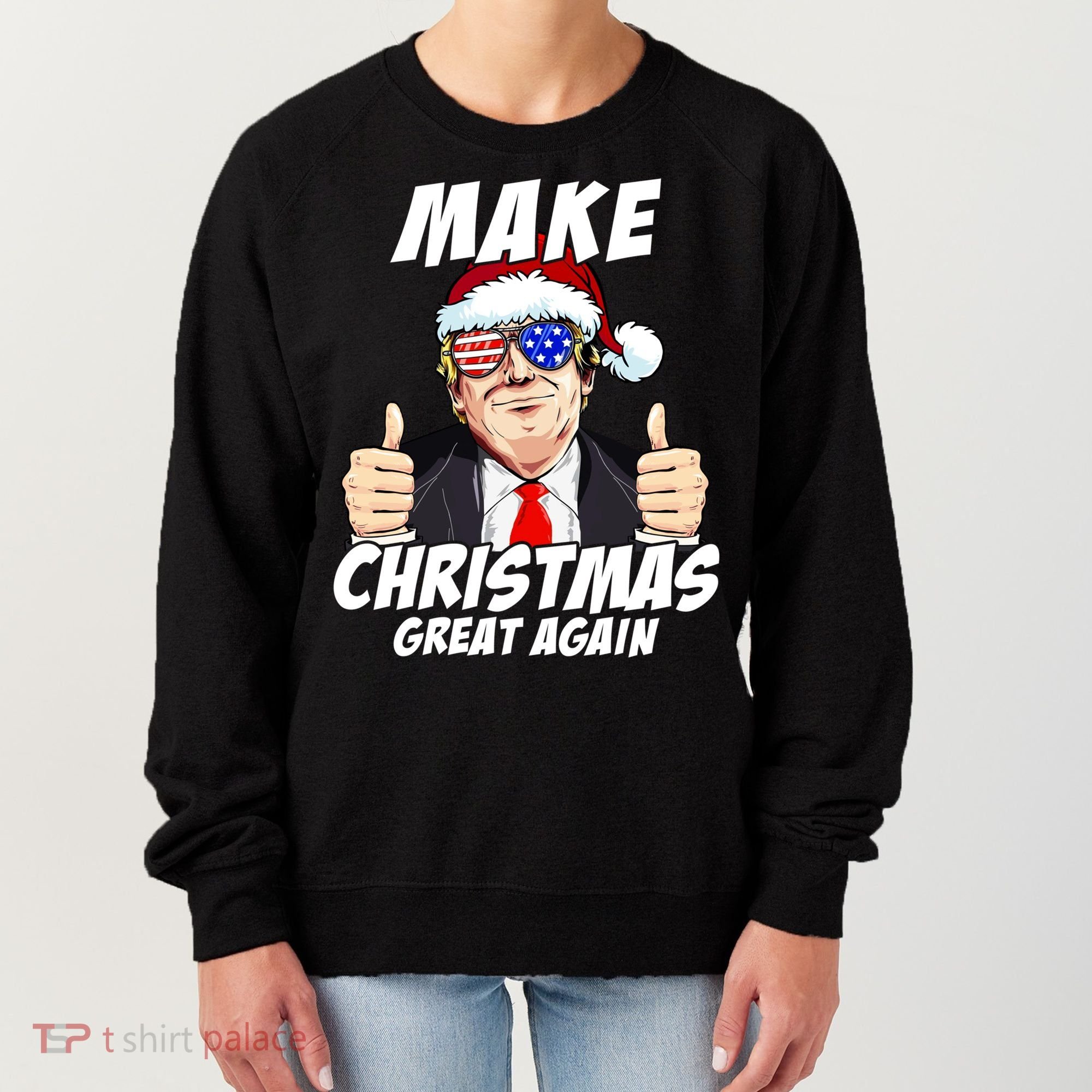 Santa Trump Make Christmas Great Again Family Matching Gift Women's Sweatshirt