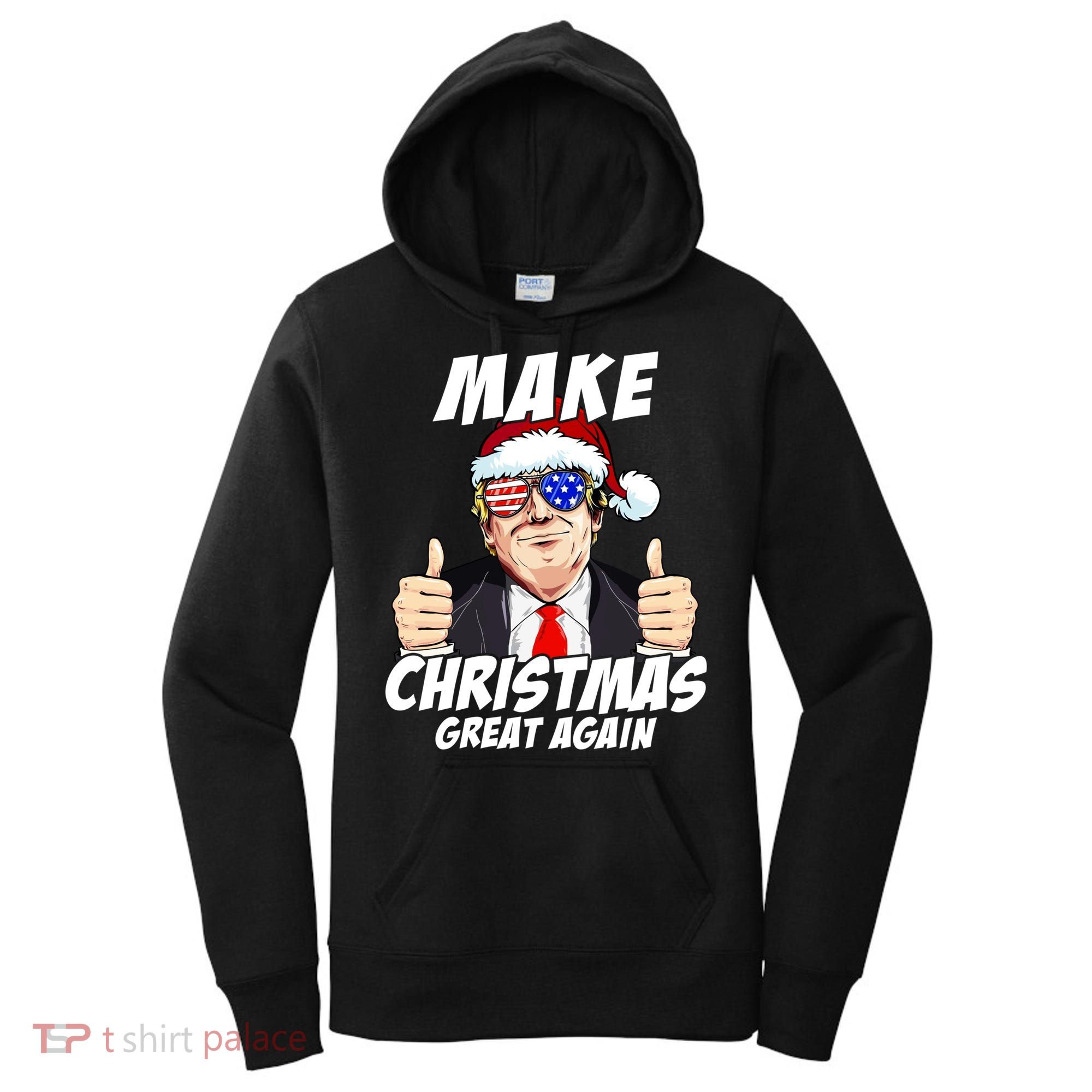 Santa Trump Make Christmas Great Again Family Matching Gift Women's Hoodie