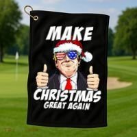 Santa Trump Make Christmas Great Again Family Matching Gift Golf Towel thumb 1