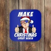 Santa Trump Make Christmas Great Again Family Matching Gift Coaster thumb 0