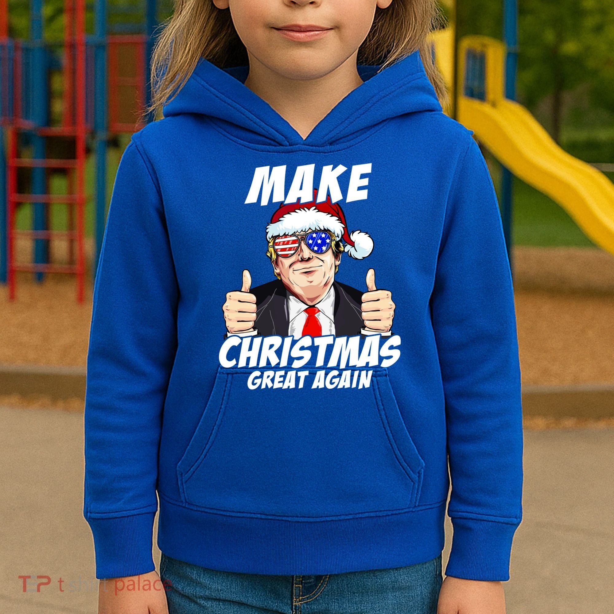 Santa Trump Make Christmas Great Again Family Matching Gift Kids Hoodie