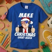 Santa Trump Make Christmas Great Again Family Matching Gift Kids T-Shirt thumb 3