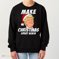 Santa Trump Make Christmas Great Again Matching Pajama Gift Women's Sweatshirt thumb 0