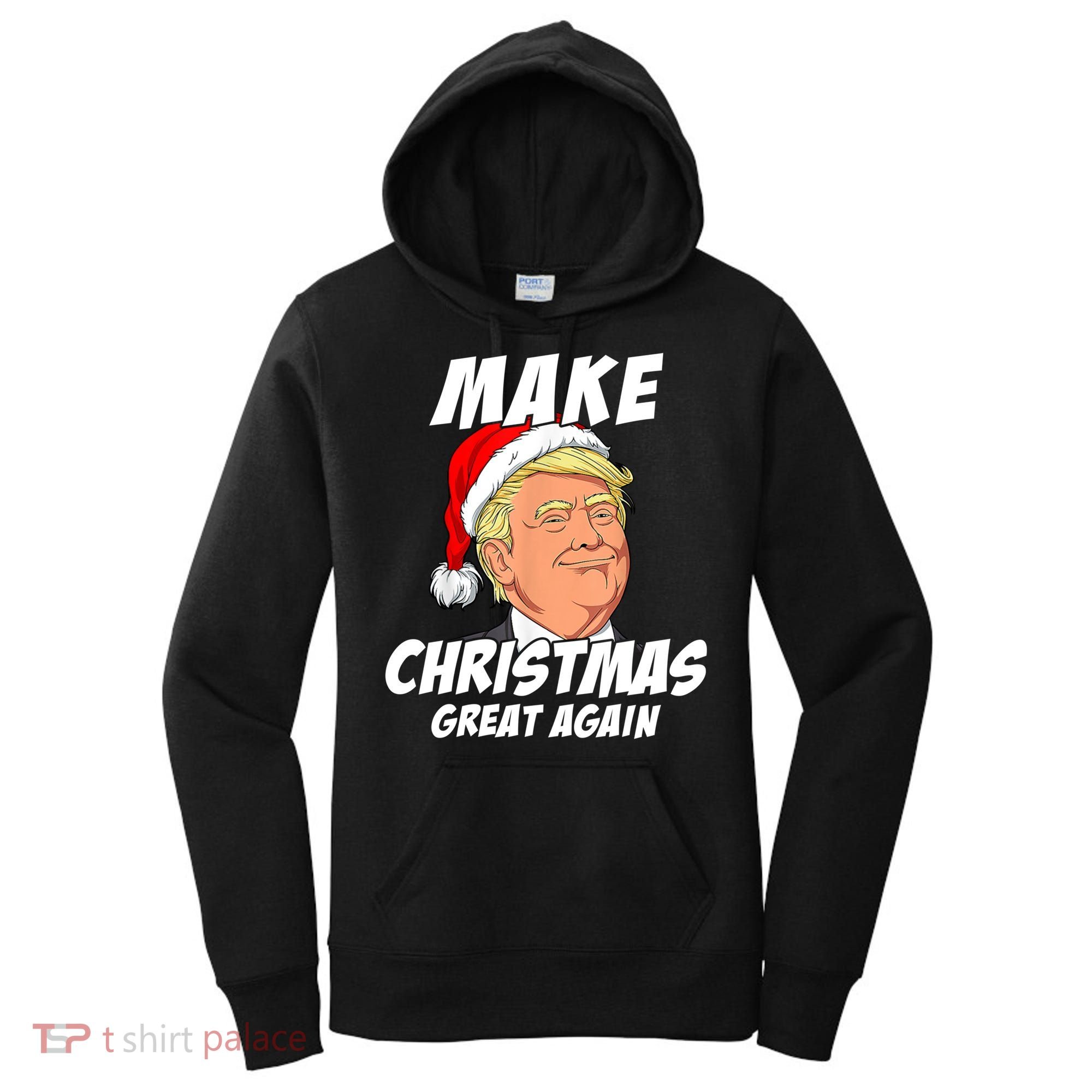 Santa Trump Make Christmas Great Again Matching Pajama Gift Women's Hoodie