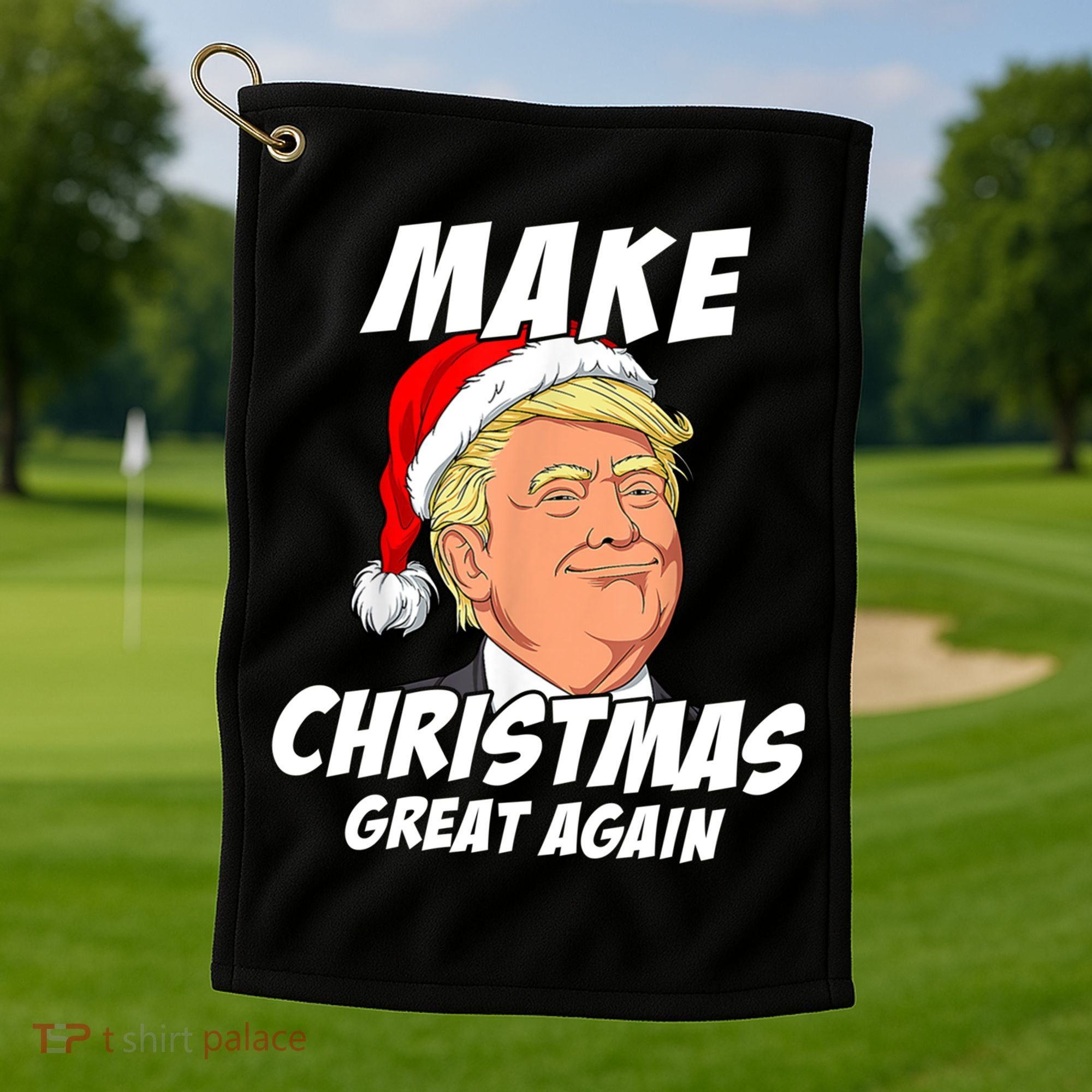 Santa Trump Make Christmas Great Again Matching Pajama Gift Golf Towel