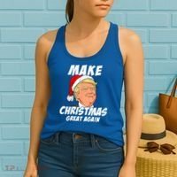 Santa Trump Make Christmas Great Again Matching Pajama Gift Women's Tank Top thumb 2