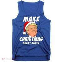 Santa Trump Make Christmas Great Again Matching Pajama Gift Tank Top thumb 0