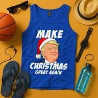 Santa Trump Make Christmas Great Again Matching Pajama Gift Tank Top thumb 4