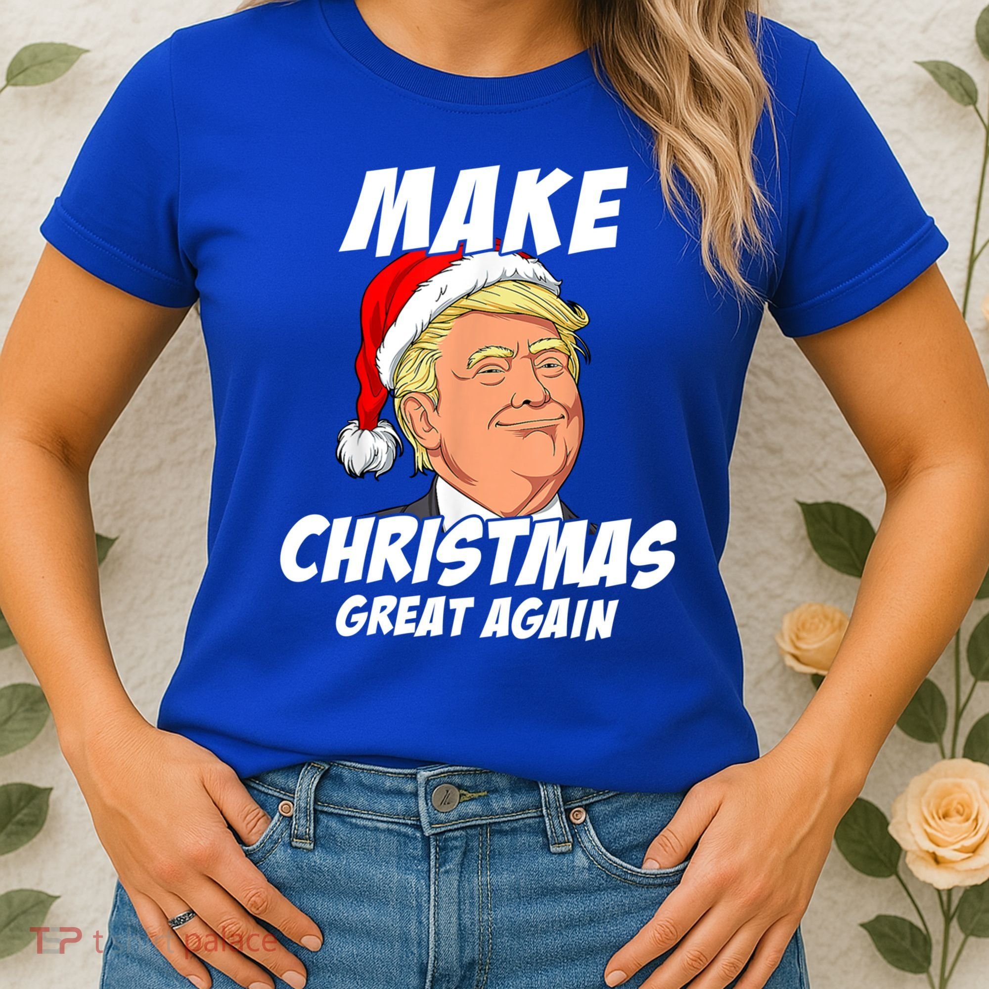 Santa Trump Make Christmas Great Again Matching Pajama Gift Women's T-Shirt