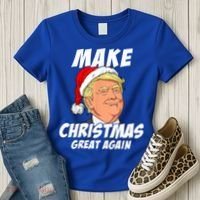 Santa Trump Make Christmas Great Again Matching Pajama Gift Women's T-Shirt thumb 3