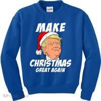 Santa Trump Make Christmas Great Again Matching Pajama Gift Kids Sweatshirt thumb 0