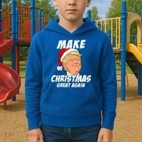 Santa Trump Make Christmas Great Again Matching Pajama Gift Kids Hoodie thumb 2