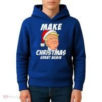 Santa Trump Make Christmas Great Again Matching Pajama Gift Kids Hoodie thumb 4