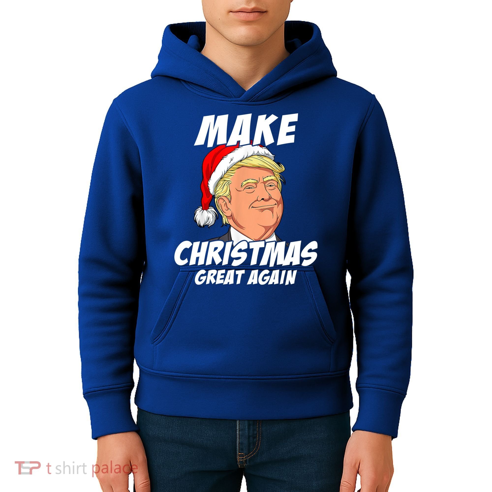 Santa Trump Make Christmas Great Again Matching Pajama Gift Kids Hoodie