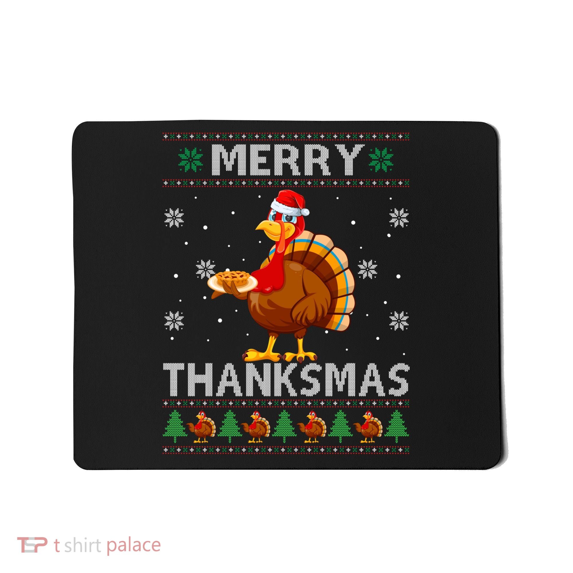 Santa Turkey Merry Thanksmas Thanksgiving Ugly Xmas Sweater Mousepad
