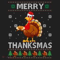 Santa Turkey Merry Thanksmas Thanksgiving Ugly Xmas Sweater Hat thumb 2