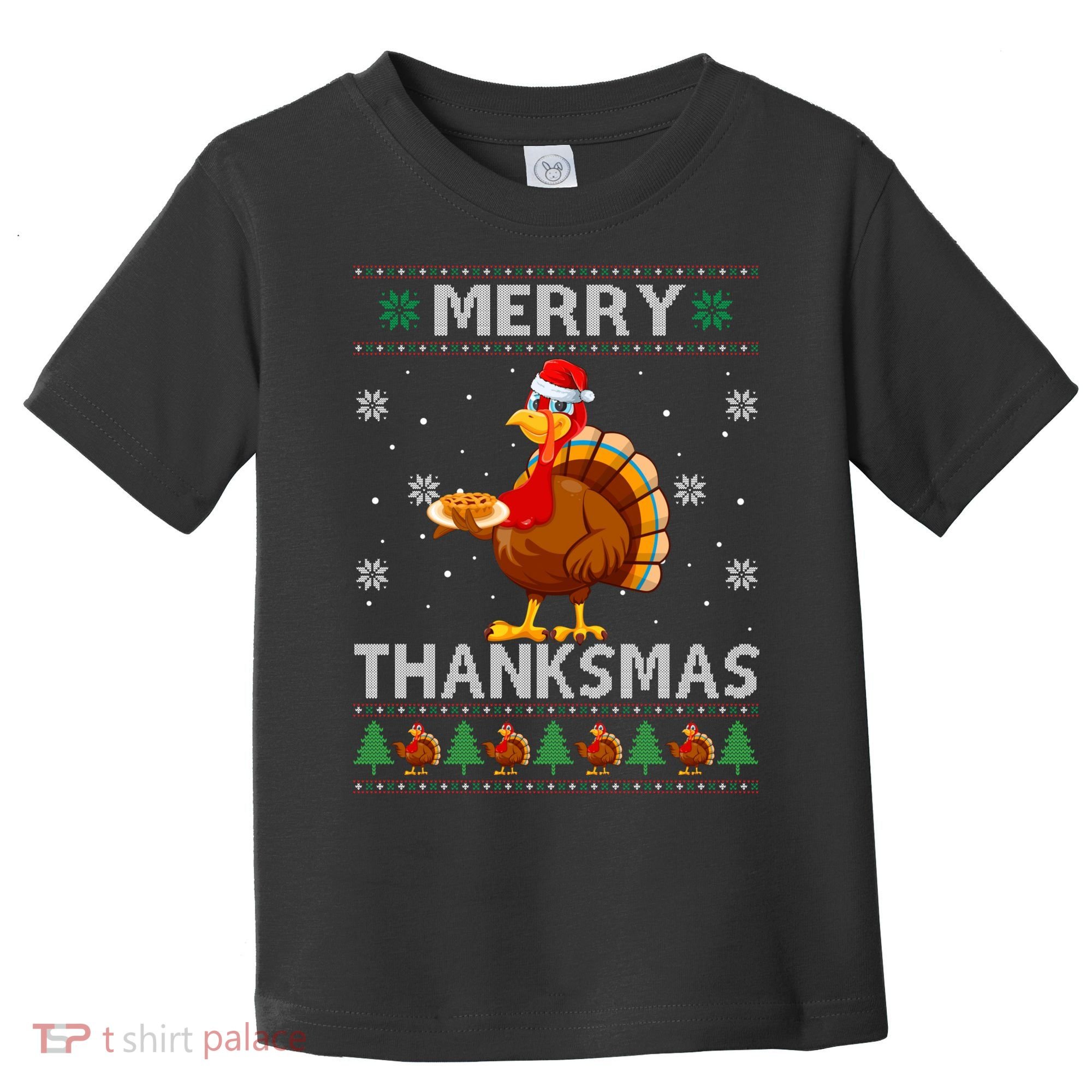 Santa Turkey Merry Thanksmas Thanksgiving Ugly Xmas Sweater Toddler T-Shirt