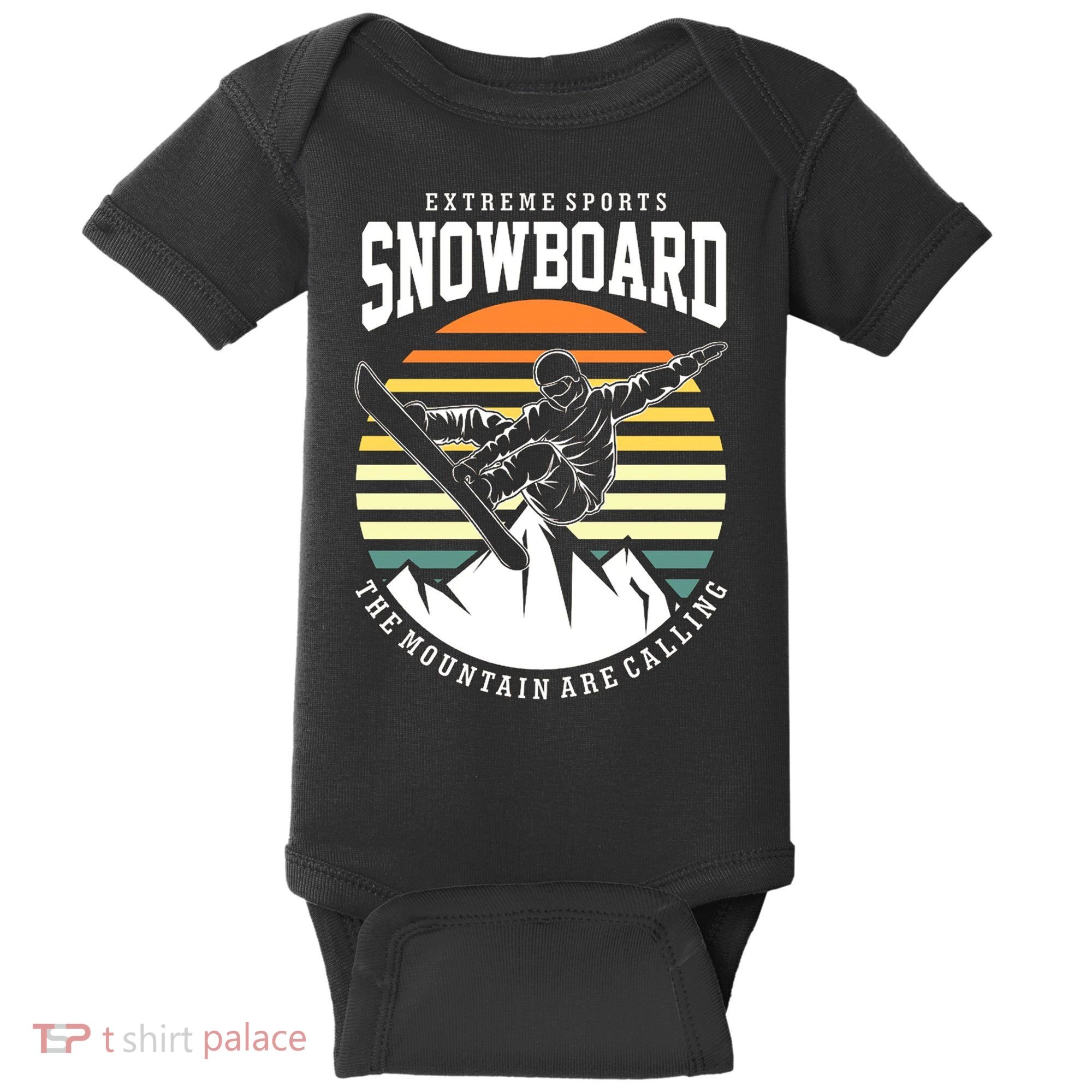 Snowboard The Mountain Are Calling Baby Bodysuit