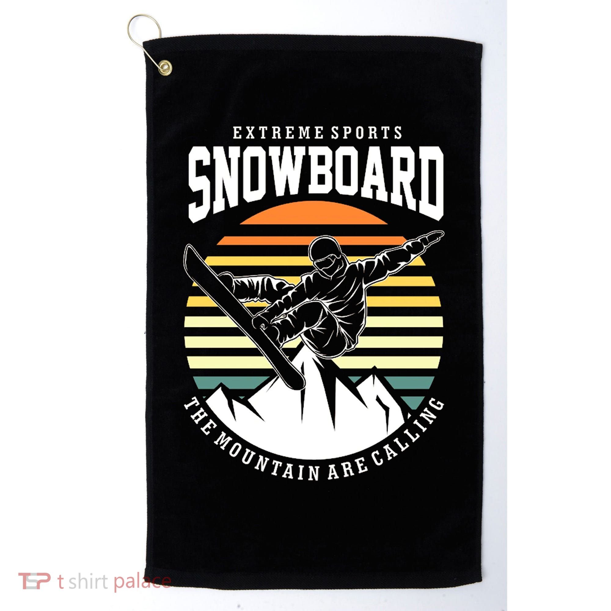 Snowboard The Mountain Are Calling Golf Towel