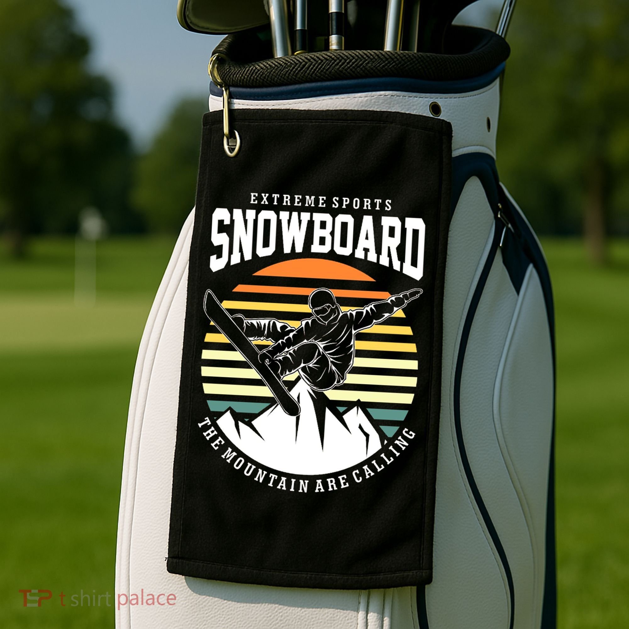 Snowboard The Mountain Are Calling Golf Towel