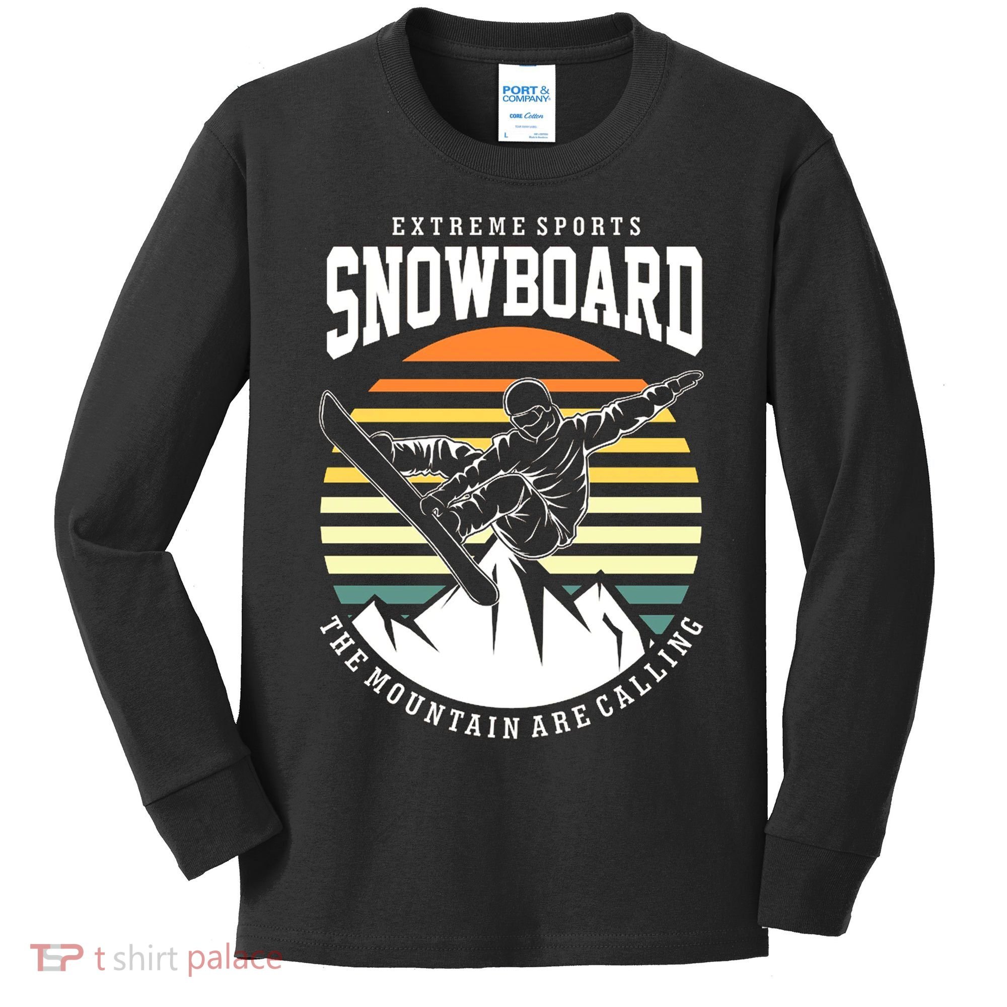 Snowboard The Mountain Are Calling Kids Long Sleeve Shirt