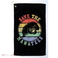 Save The Manatees Manatee Lover Zookeeper Marine Biologist Golf Towel thumb 0