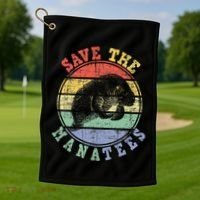 Save The Manatees Manatee Lover Zookeeper Marine Biologist Golf Towel thumb 1
