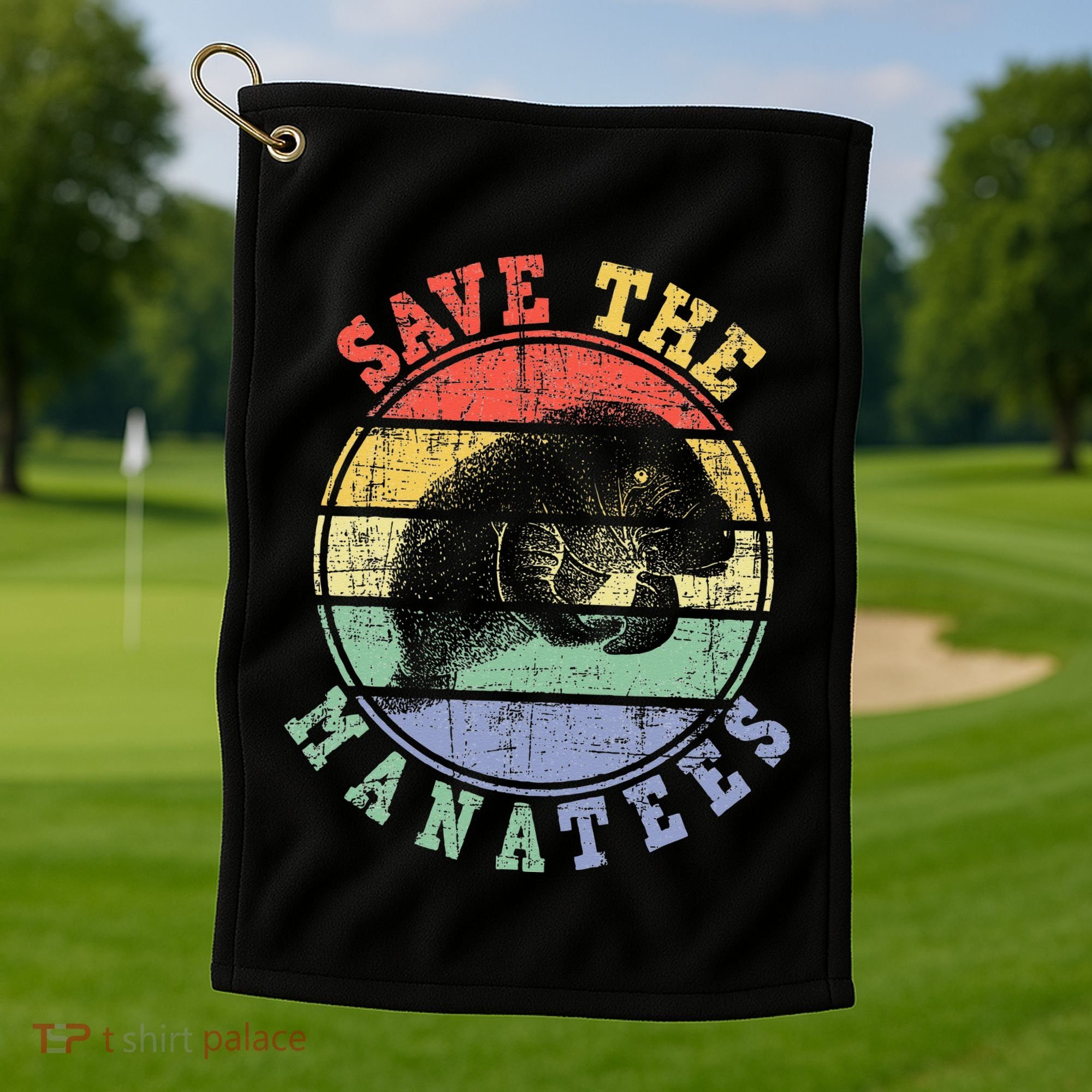 Save The Manatees Manatee Lover Zookeeper Marine Biologist Golf Towel