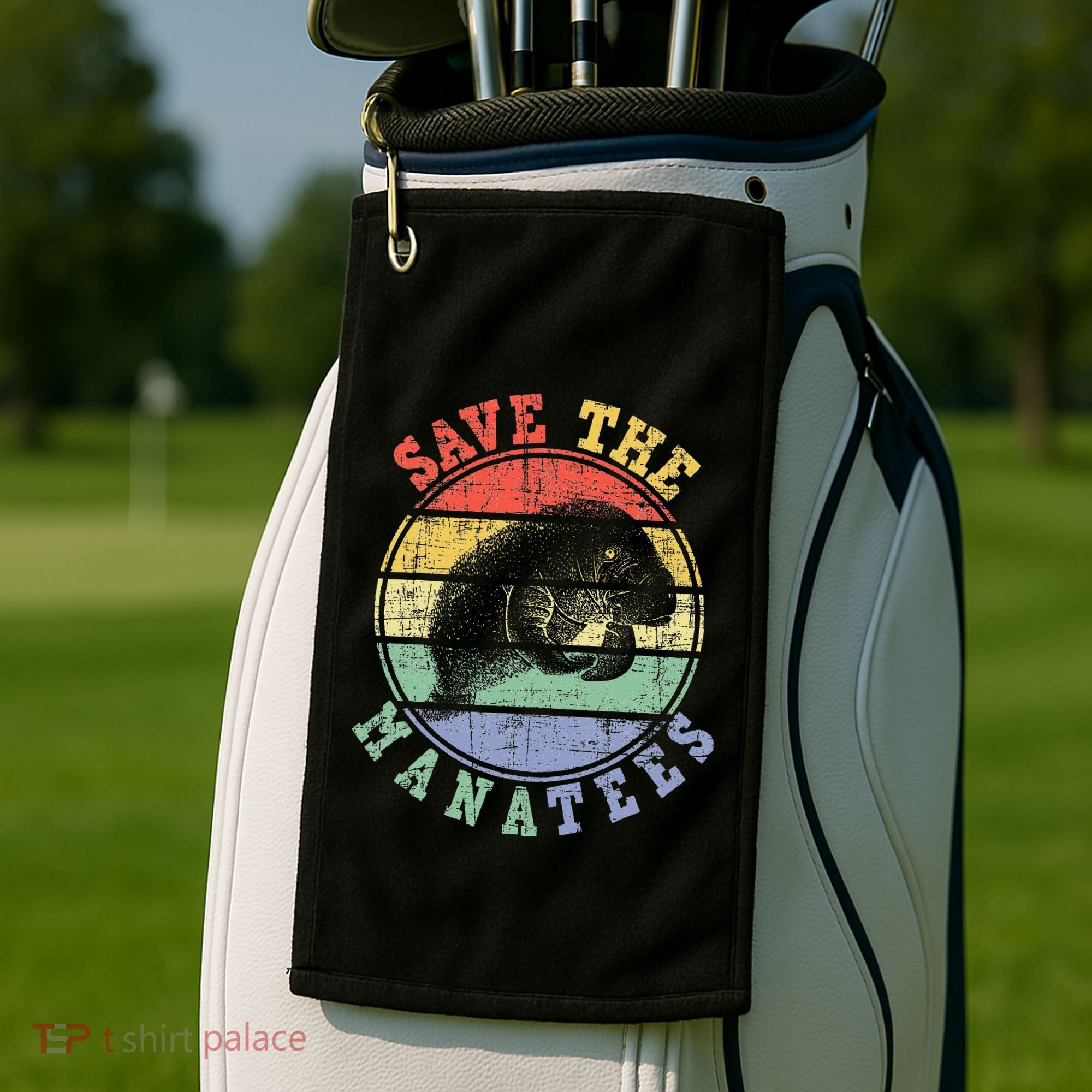 Save The Manatees Manatee Lover Zookeeper Marine Biologist Golf Towel