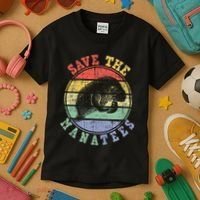 Save The Manatees Manatee Lover Zookeeper Marine Biologist Kids T-Shirt thumb 3