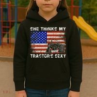 She Thinks My TractorS Sexy Tractor Driver Kids Hoodie thumb 3