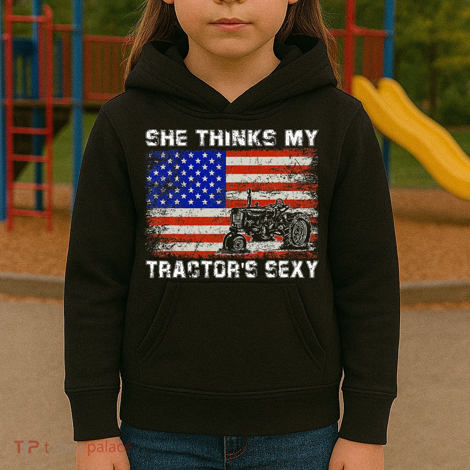 She Thinks My TractorS Sexy Tractor Driver Kids Hoodie