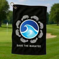 Save The Manatee Sea Cow Ocean Life Earth Day Novelty Golf Towel thumb 1