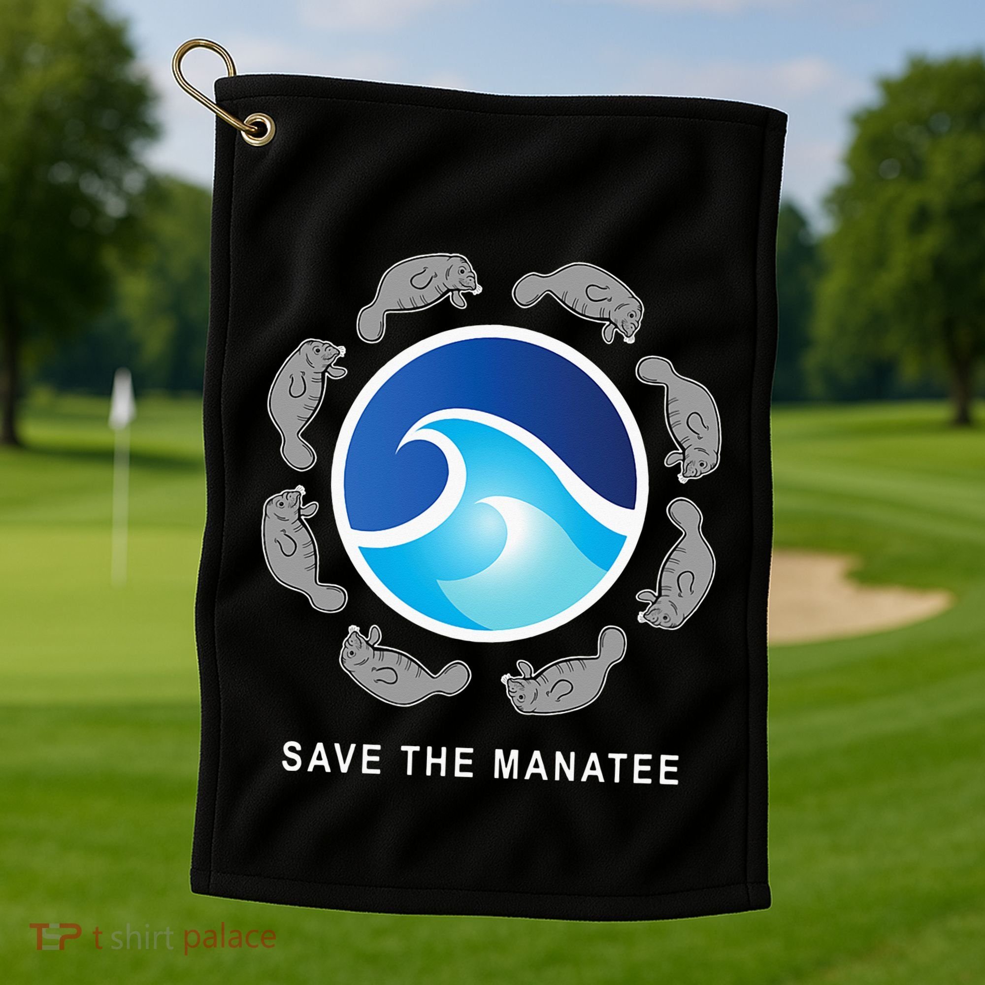 Save The Manatee Sea Cow Ocean Life Earth Day Novelty Golf Towel
