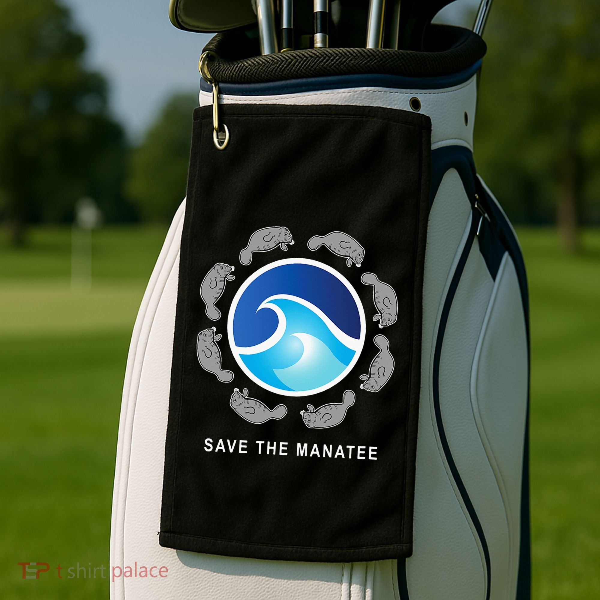 Save The Manatee Sea Cow Ocean Life Earth Day Novelty Golf Towel