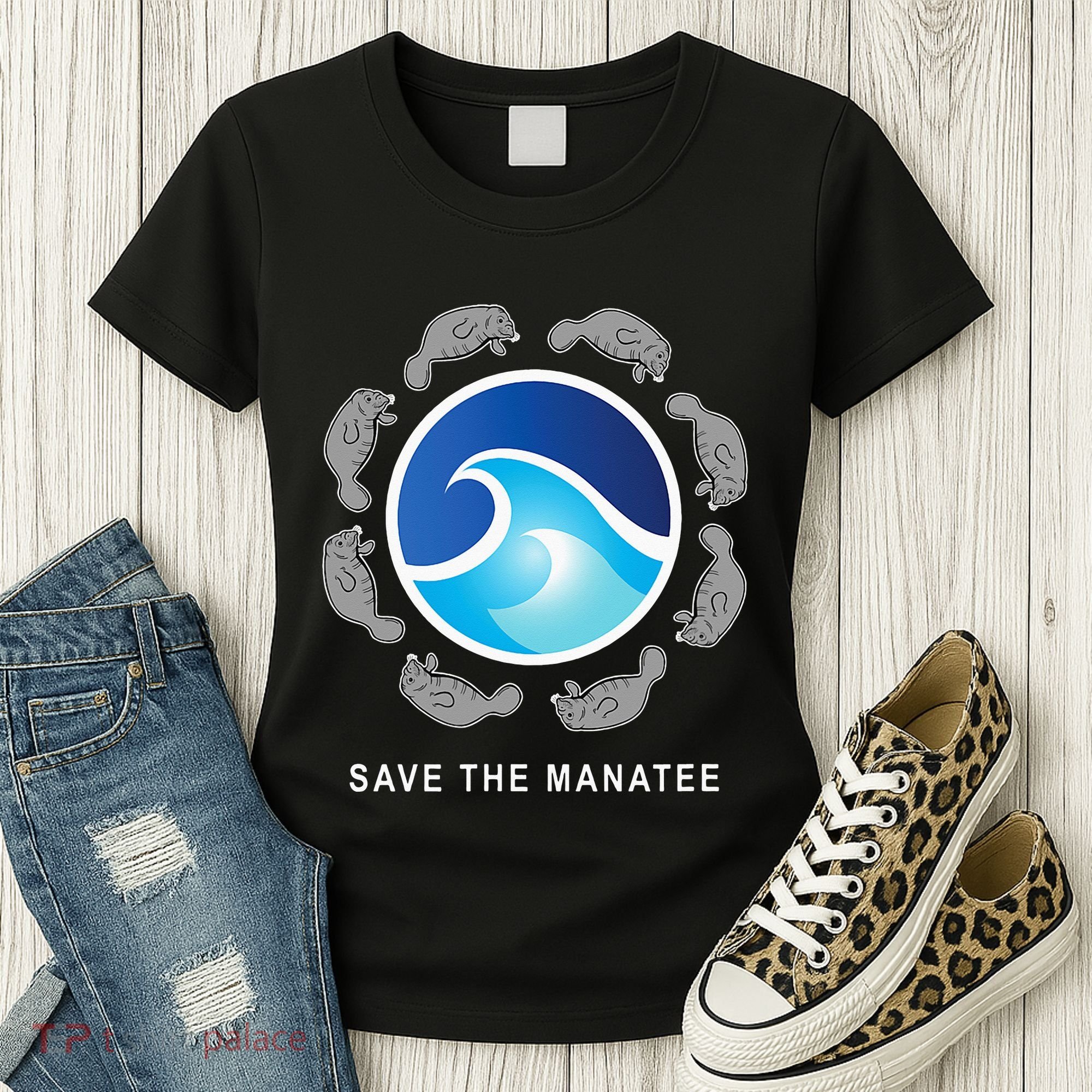 Save The Manatee Sea Cow Ocean Life Earth Day Novelty Women's T-Shirt