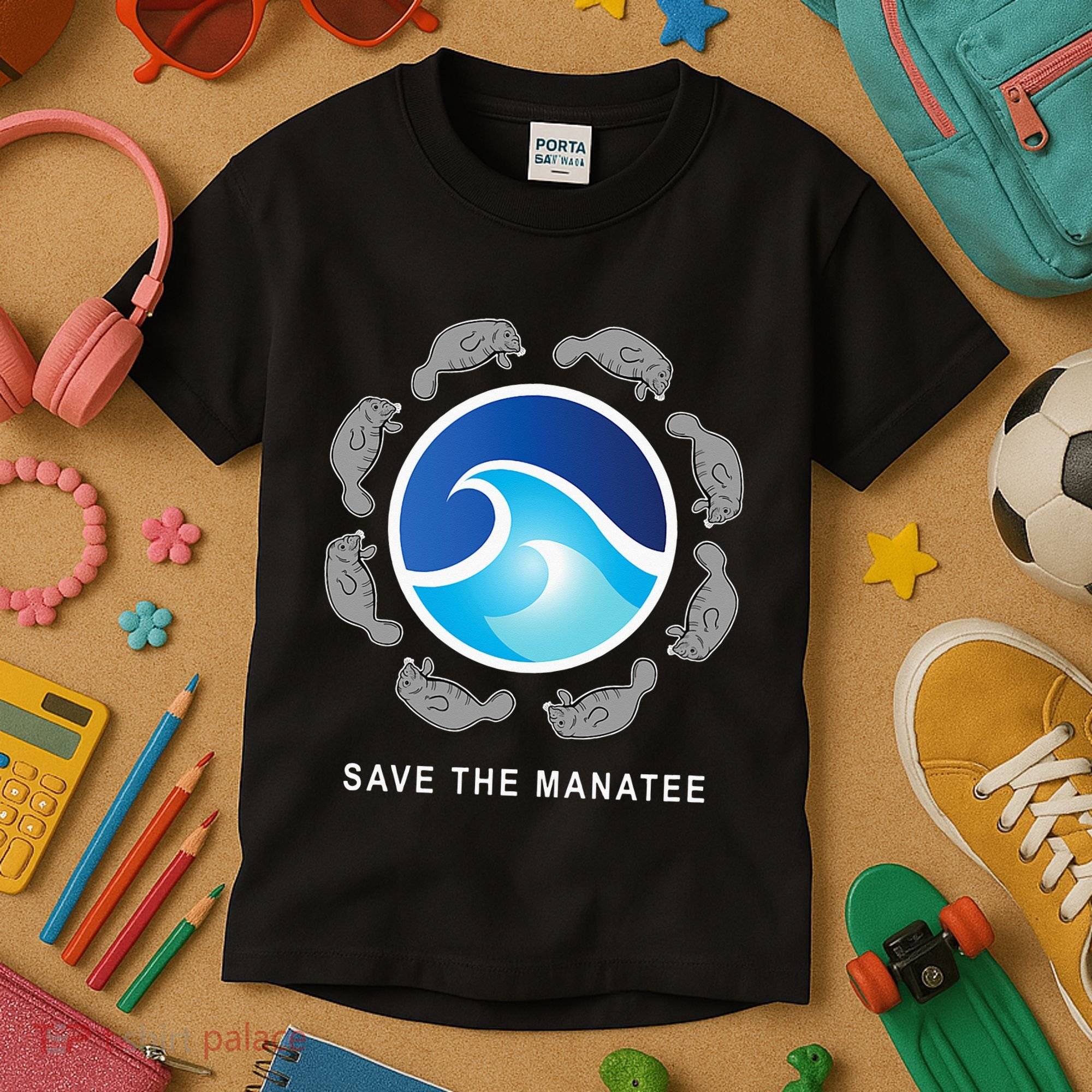 Save The Manatee Sea Cow Ocean Life Earth Day Novelty Kids T-Shirt
