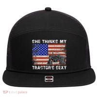 She Thinks My TractorS Sexy Tractor Driver 7 Panel Mesh Trucker Snapback Hat thumb 0