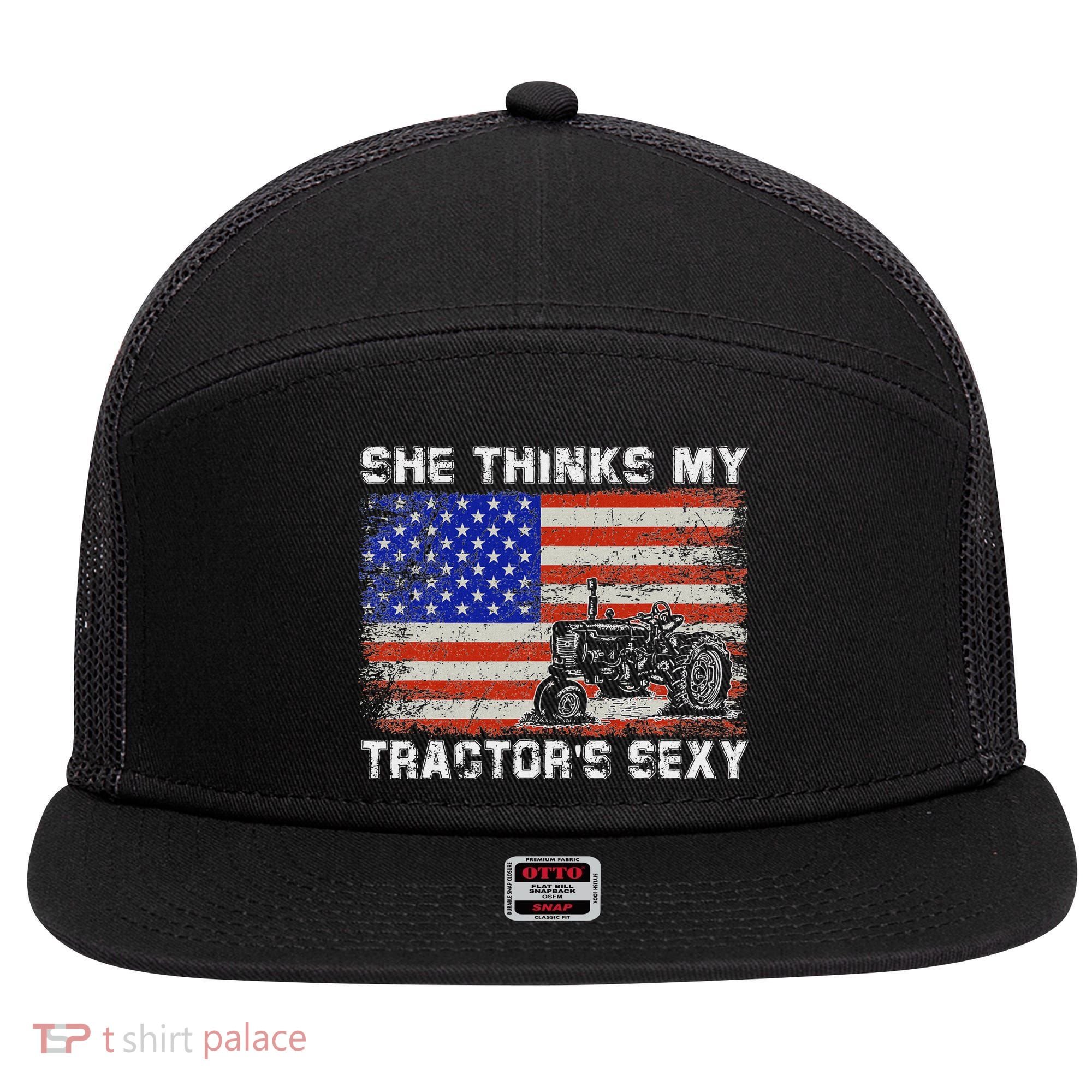 She Thinks My TractorS Sexy Tractor Driver 7 Panel Mesh Trucker Snapback Hat